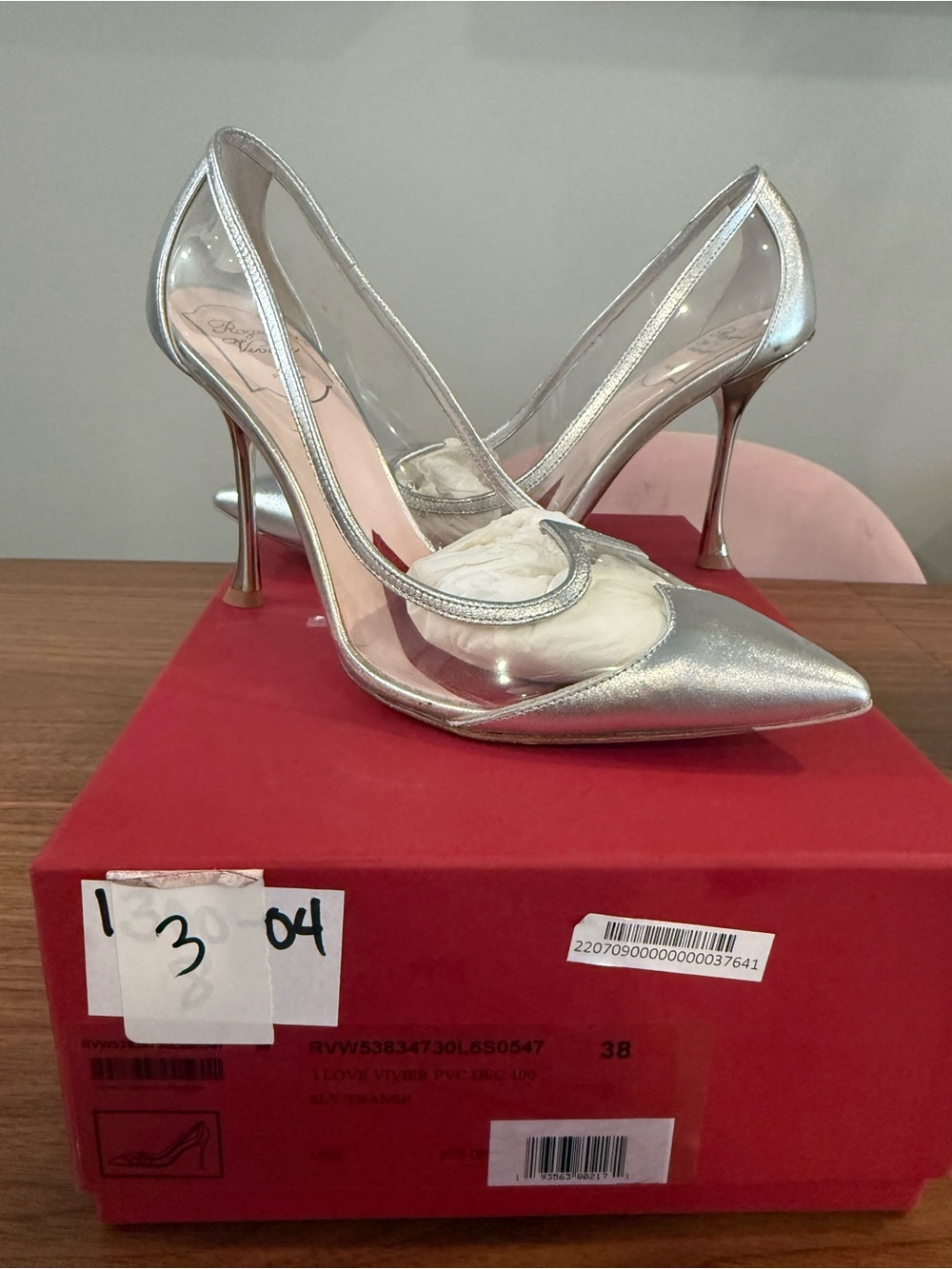 Roger Vivier Silver Pointed PVC Panel Stiletto Pumps